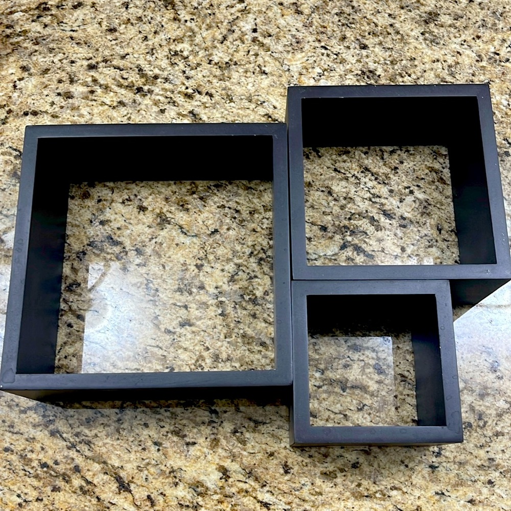 Melannco Floating Wall Square Cube Shelves - Wood, Set of 3, Espresso